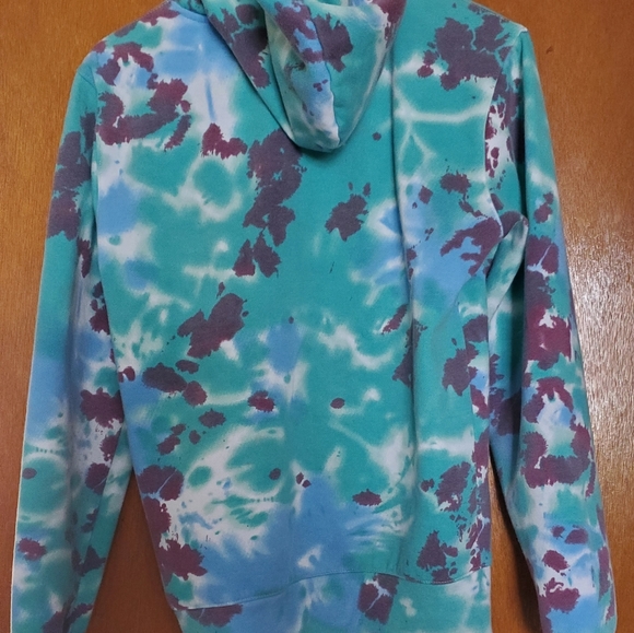 Hooded Aeropostle Sweatshirt, Turquoise Tye-dye, Adult Small - Picture 3 of 4